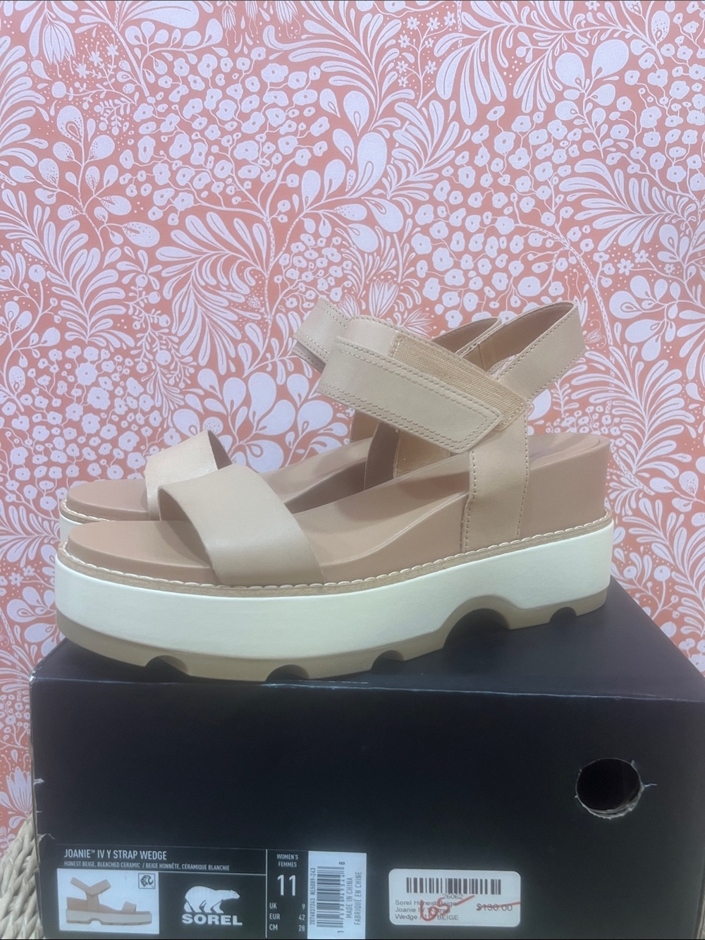 Sorel Joanie IV Strap Wedge Sandal in Taupe and Cream